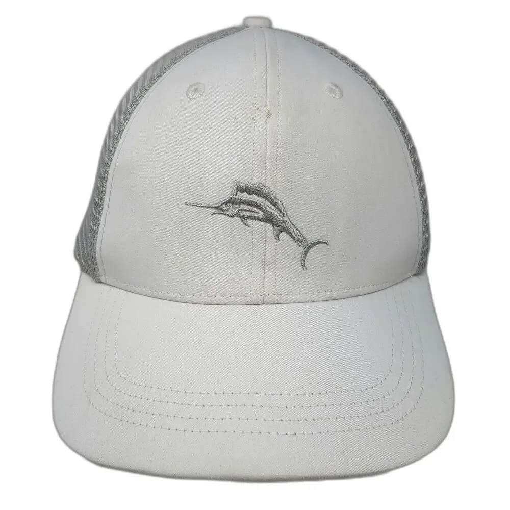 Tommy Bahama Trucker Hat White One Size Marlin Margarita Recipe Gray Mesh